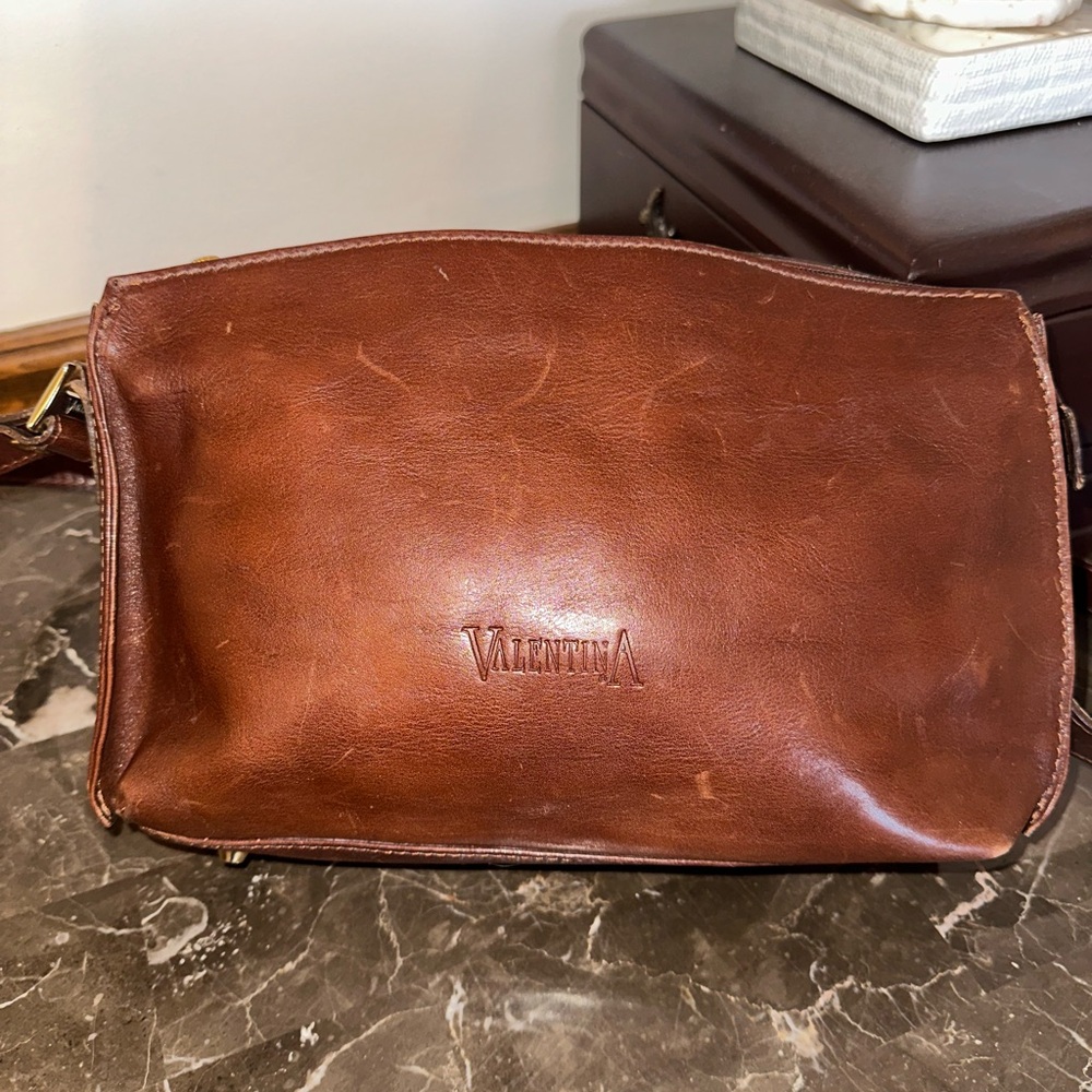 Valentina Chestnut Leather Messenger Bag